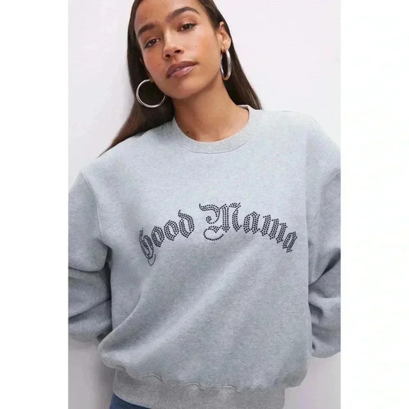 Good American Good Mama Sweatshirt Heather Grey Sz 1 (S) - Picture 1 of 7